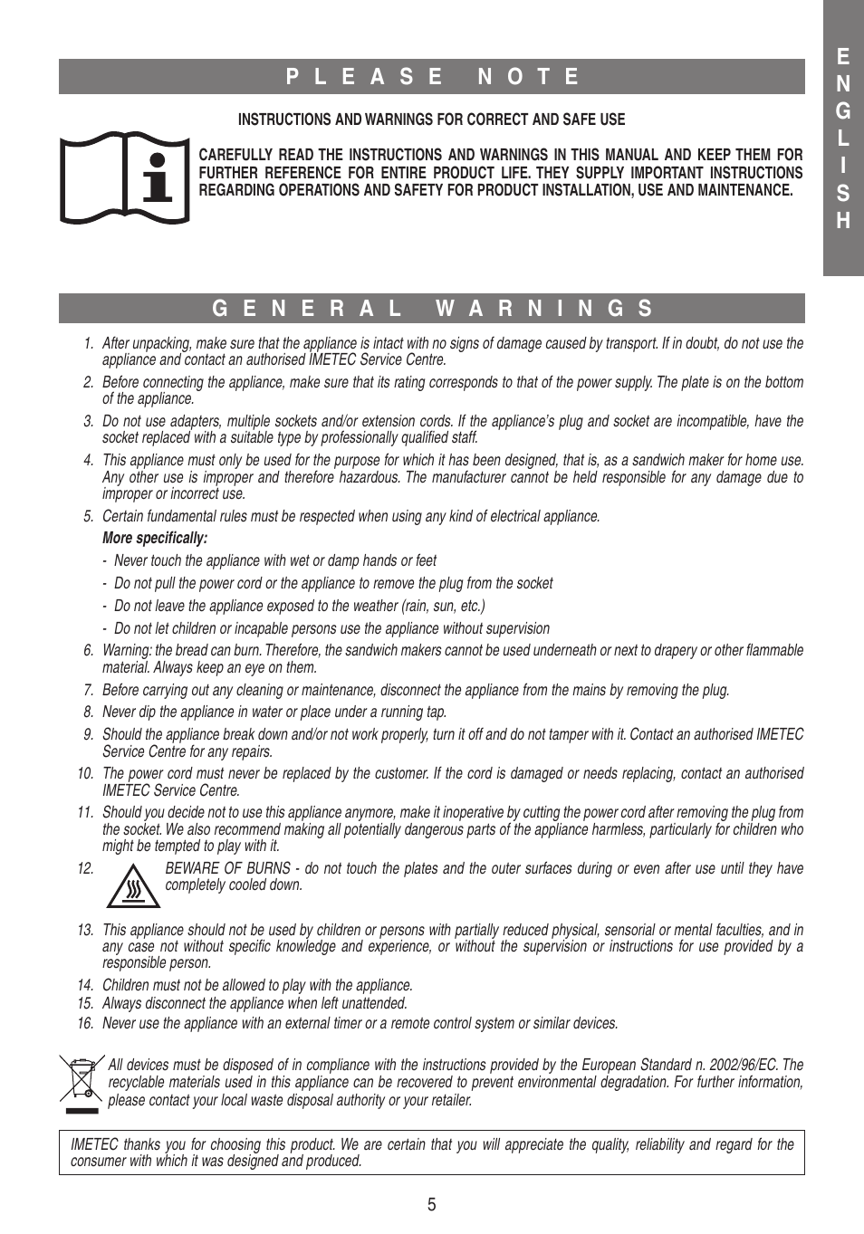 Imetec DOLCEVITA SM2 User Manual | Page 8 / 18