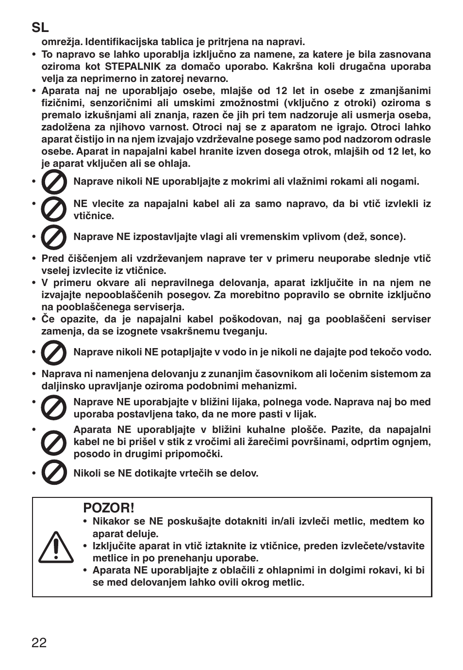 Pozor | Imetec ECO ST User Manual | Page 27 / 34