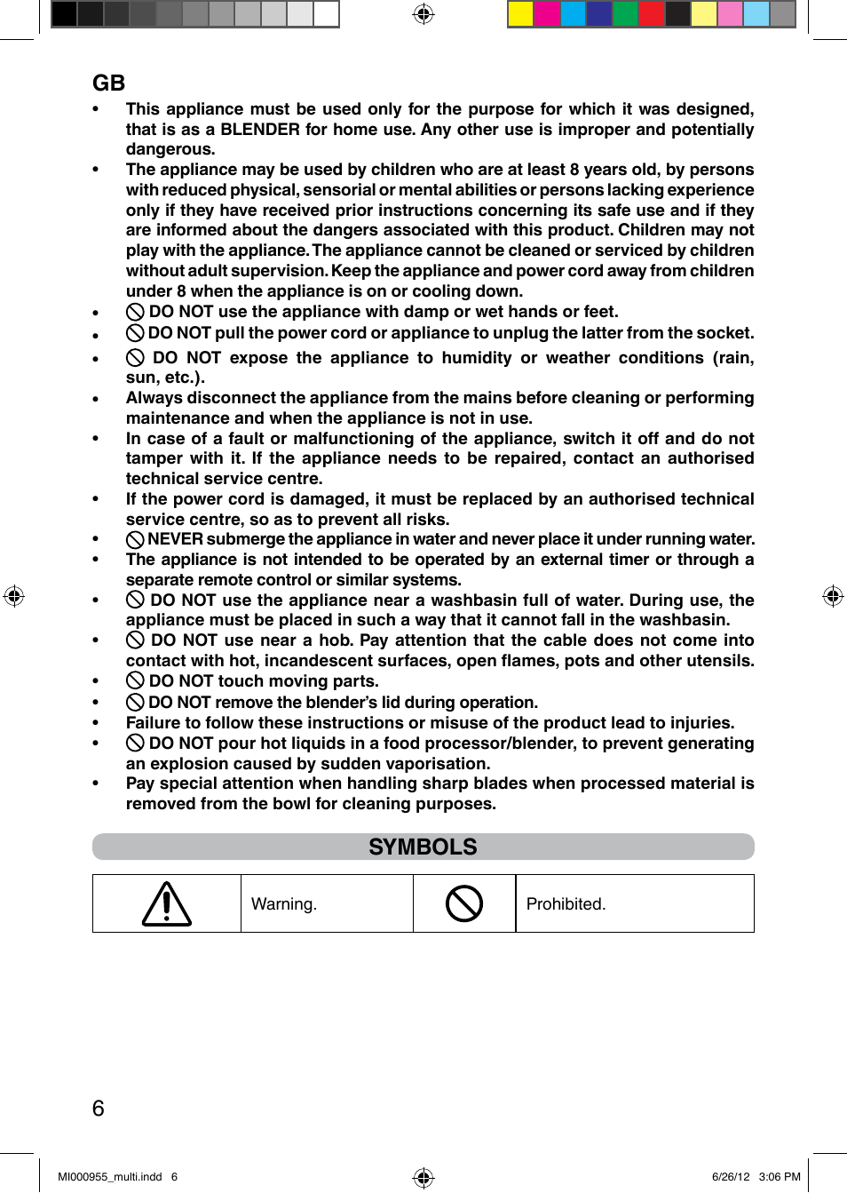 It 6, Symbols | Imetec PROFESSIONAL SERIE BL User Manual | Page 12 / 38