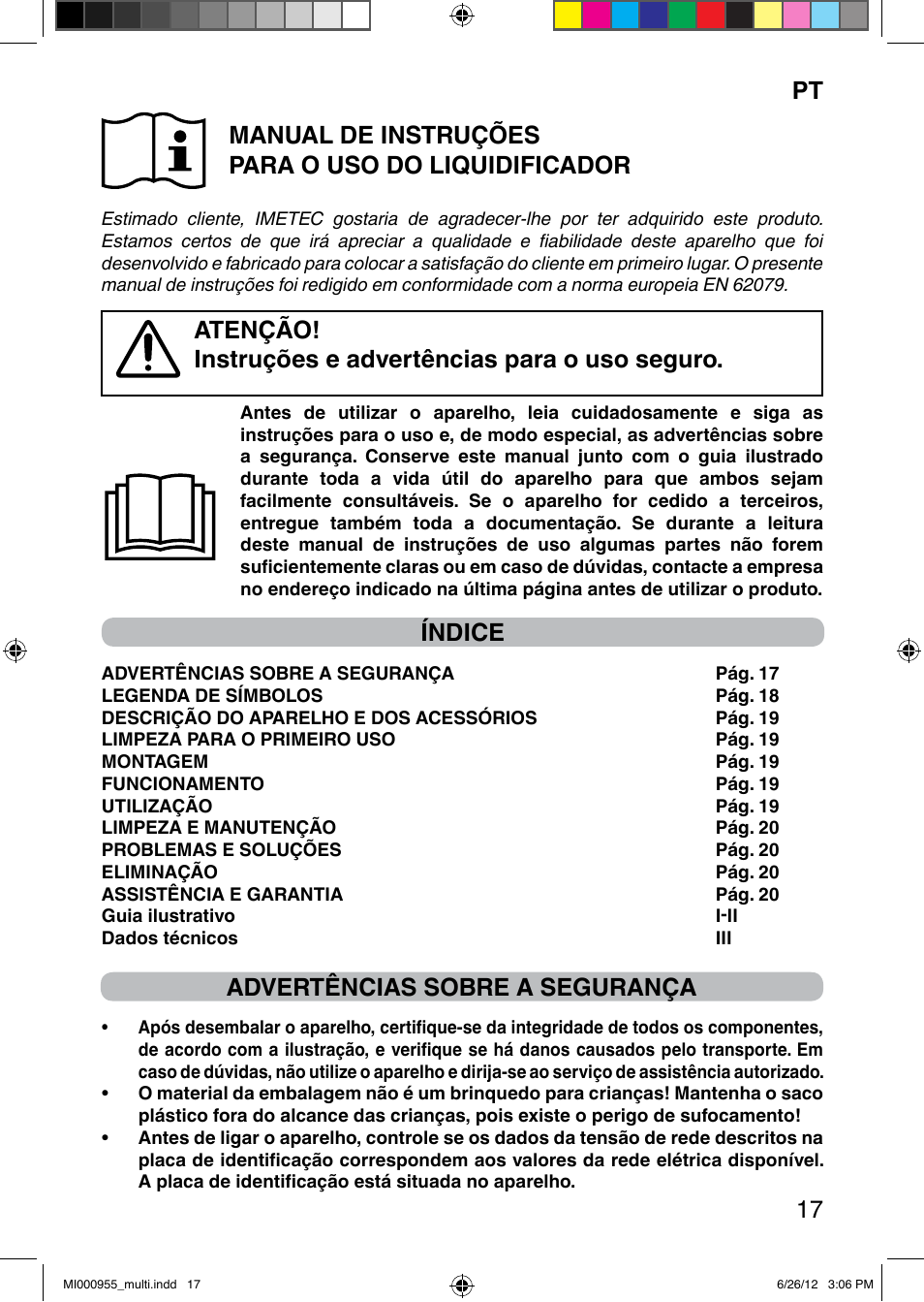 Índice, Advertências sobre a segurança | Imetec PROFESSIONAL SERIE BL User Manual | Page 23 / 38