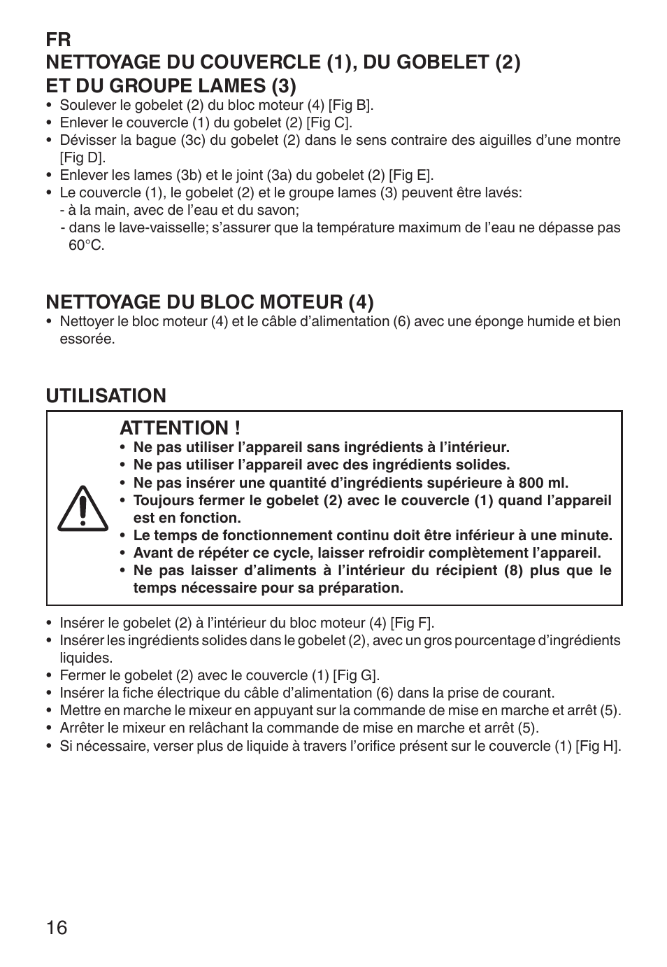 Nettoyage du bloc moteur (4), Utilisation, Attention | Imetec ECO BL User Manual | Page 21 / 42