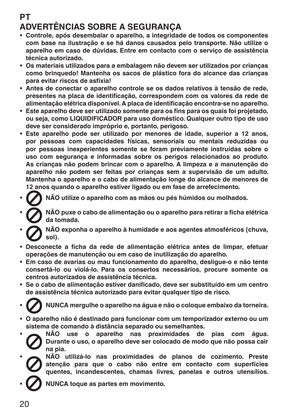 Pt advertências sobre a segurança | Imetec ECO BL User Manual | Page 25 / 42
