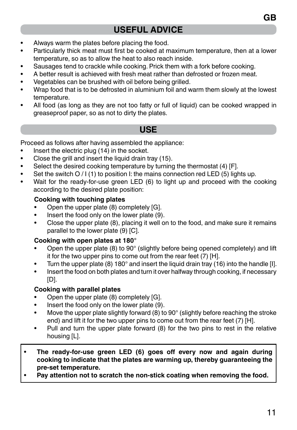 Gb 11 useful advice | Imetec PROFESSIONAL SERIE GL 2000 User Manual | Page 13 / 50