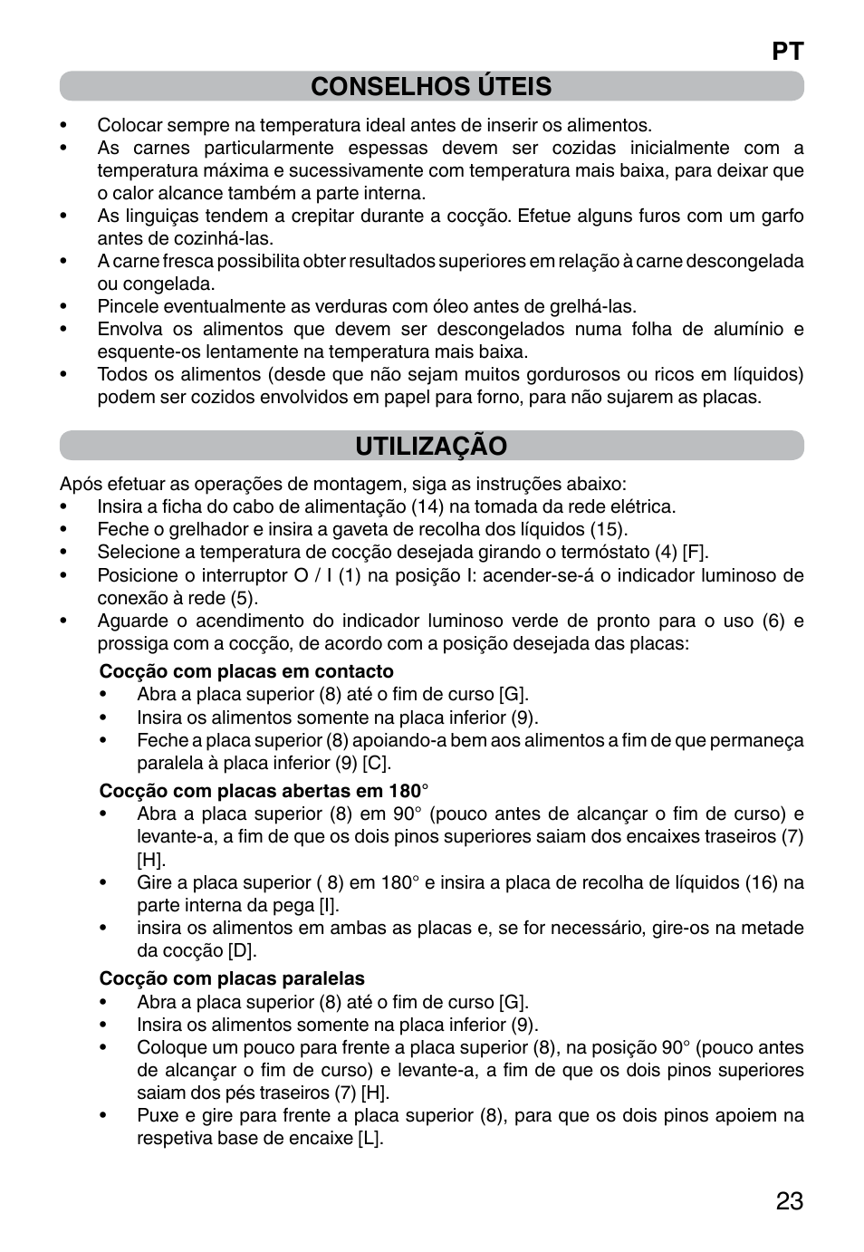 Pt 23 conselhos úteis, Utilização | Imetec PROFESSIONAL SERIE GL 2000 User Manual | Page 25 / 50