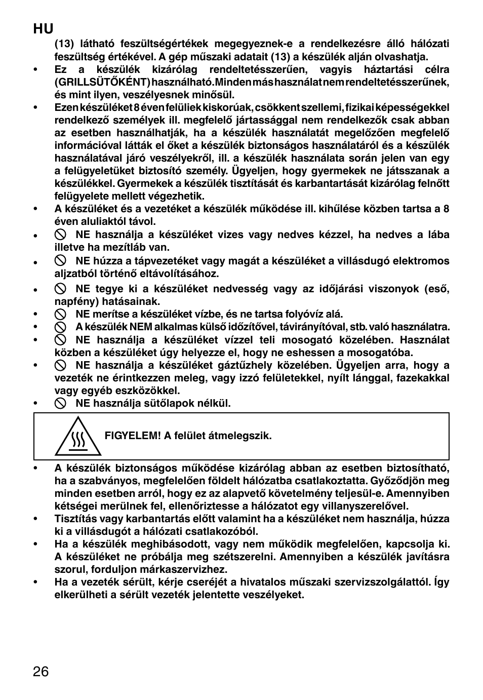 Hu 26 | Imetec PROFESSIONAL SERIE GL 2000 User Manual | Page 28 / 50