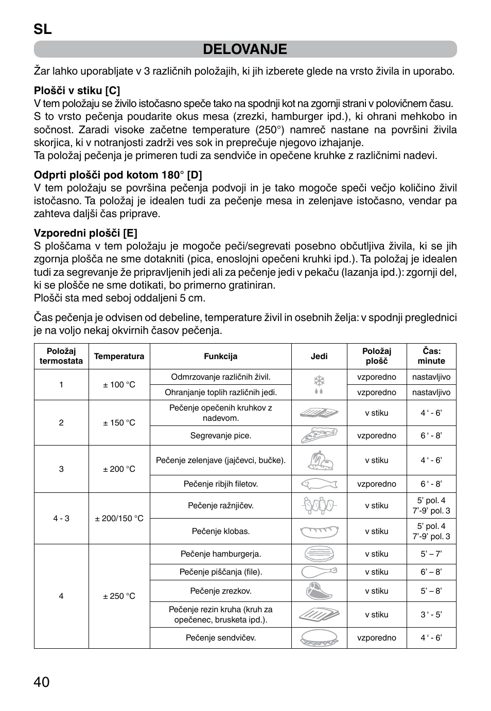 Sl 40 delovanje | Imetec PROFESSIONAL SERIE GL 2000 User Manual | Page 42 / 50
