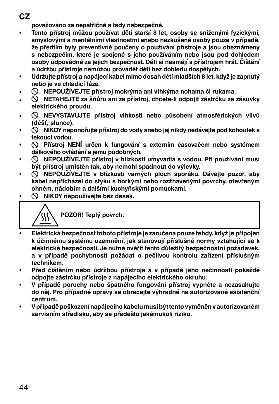 Cz 44 | Imetec PROFESSIONAL SERIE GL 2000 User Manual | Page 46 / 50