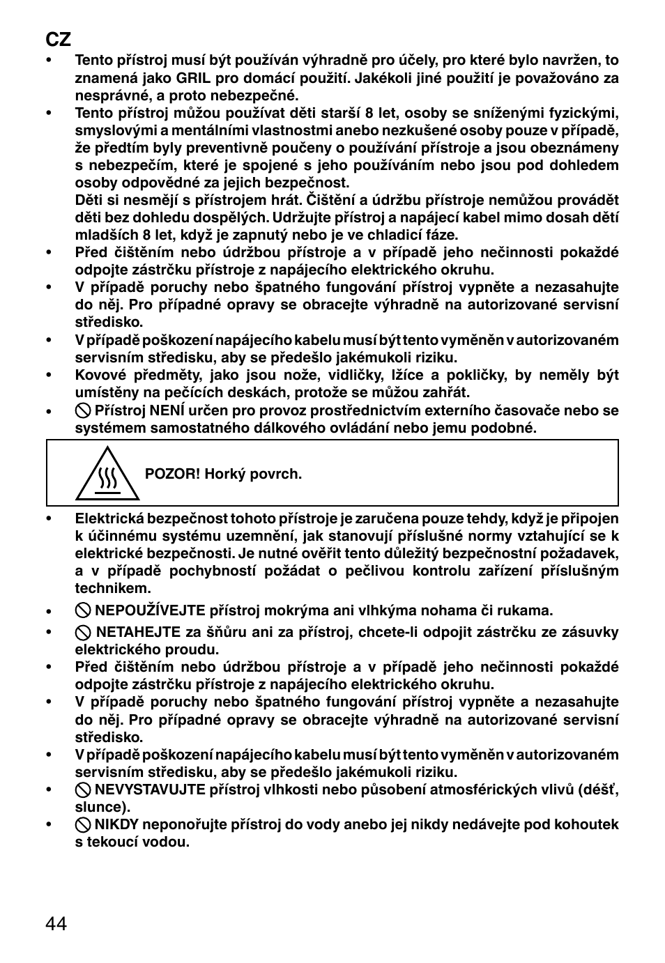 Cz 44 | Imetec DOLCEVITA GL5 User Manual | Page 46 / 56