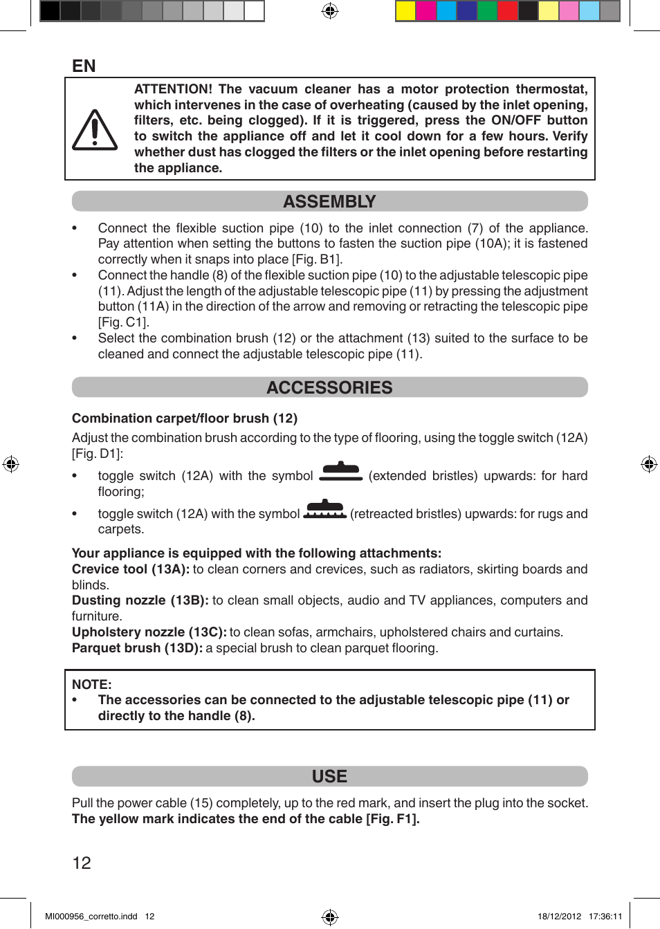 En 12, Assembly, Accessories | Imetec SILENT POWER COMPACT User Manual | Page 14 / 34
