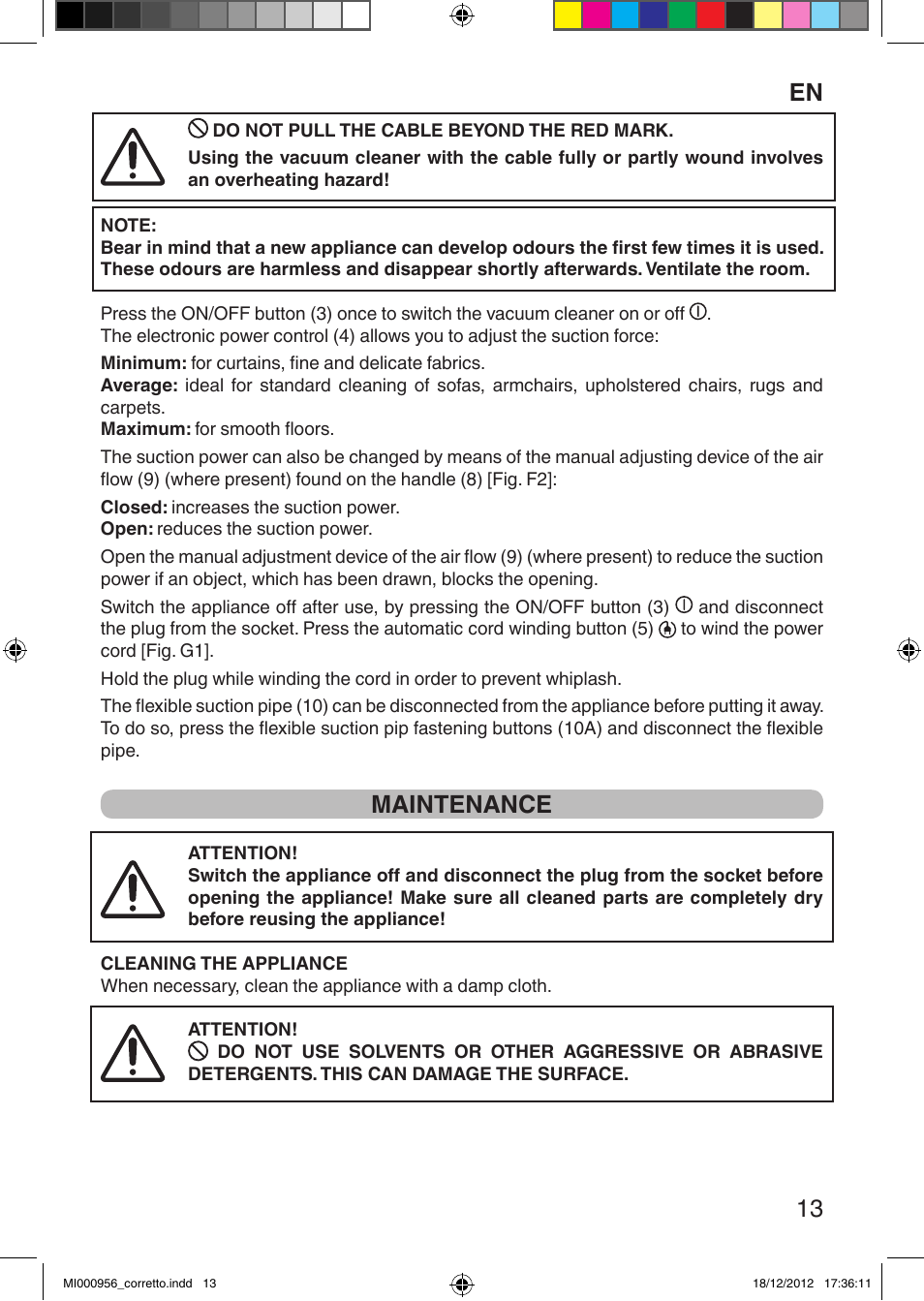 En 13, Maintenance | Imetec SILENT POWER COMPACT User Manual | Page 15 / 34