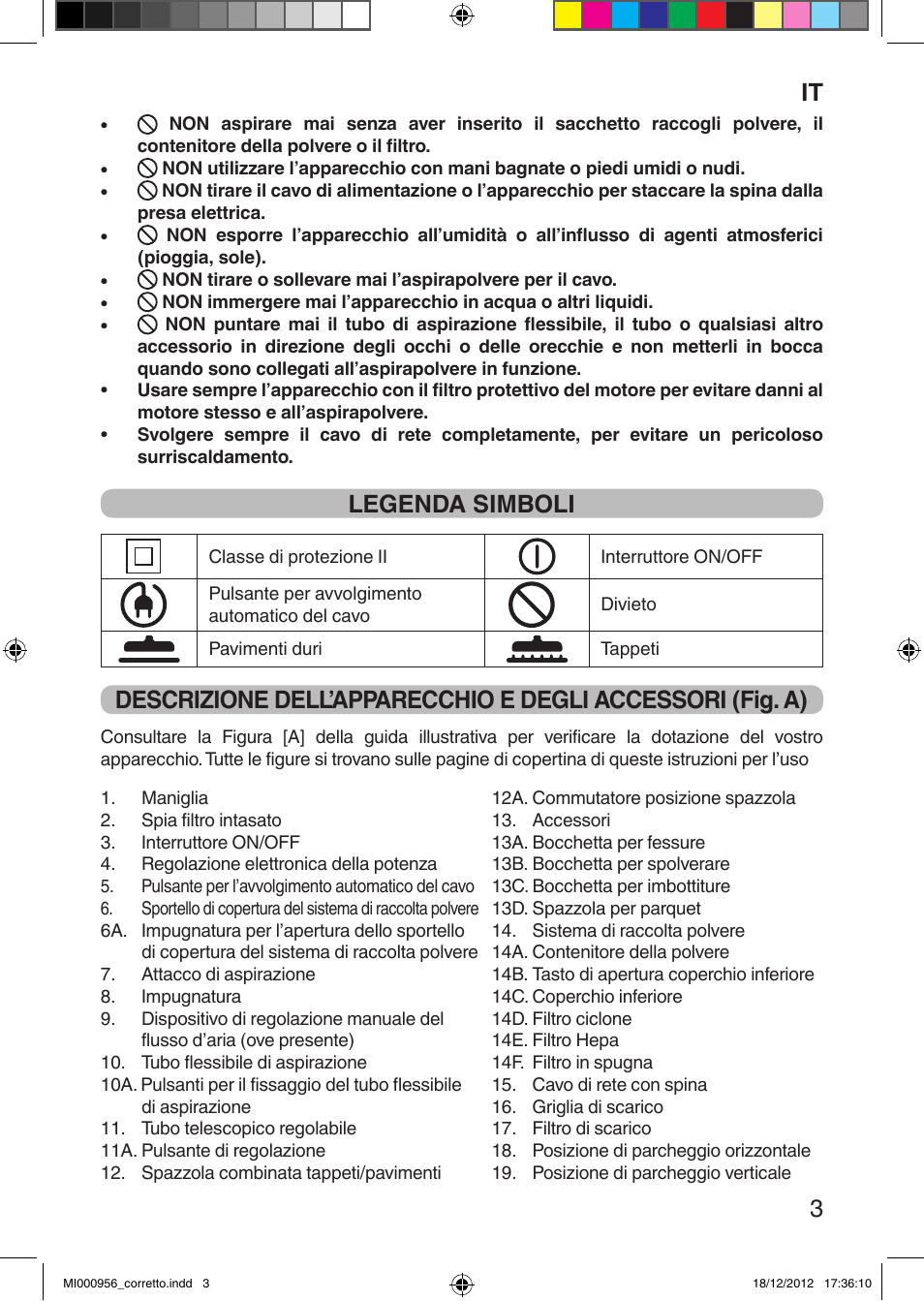 It 3, Legenda simboli | Imetec SILENT POWER COMPACT User Manual | Page 5 / 34