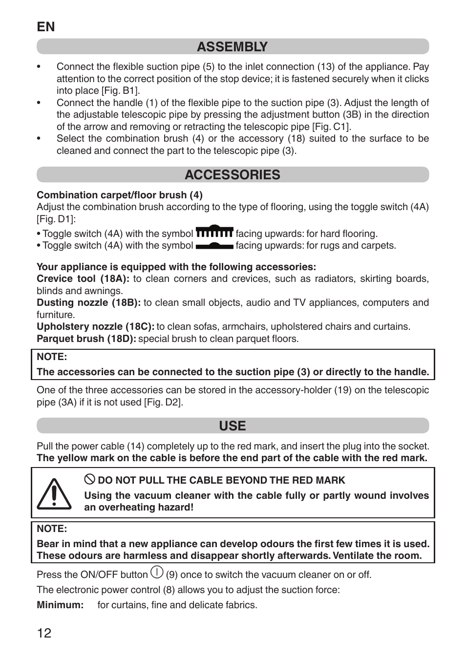 En 12 assembly, Accessories | Imetec ECO E1 User Manual | Page 14 / 34