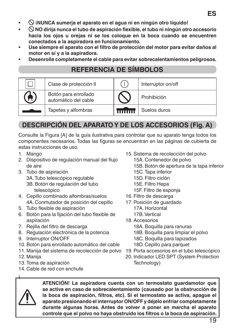 Es 19, Referencia de símbolos | Imetec ECO E1 User Manual | Page 21 / 34