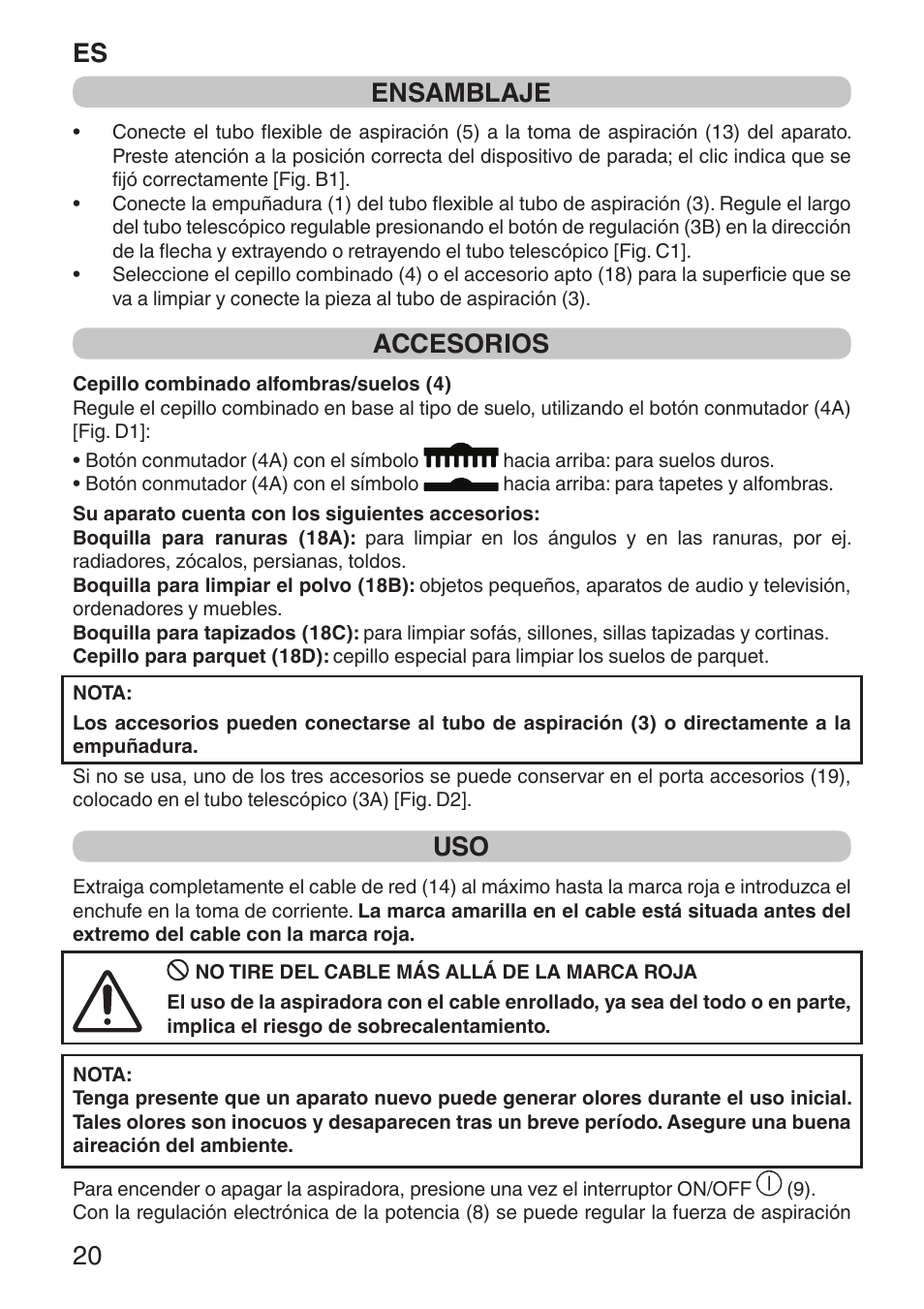 Es 20 ensamblaje, Accesorios | Imetec ECO E1 User Manual | Page 22 / 34