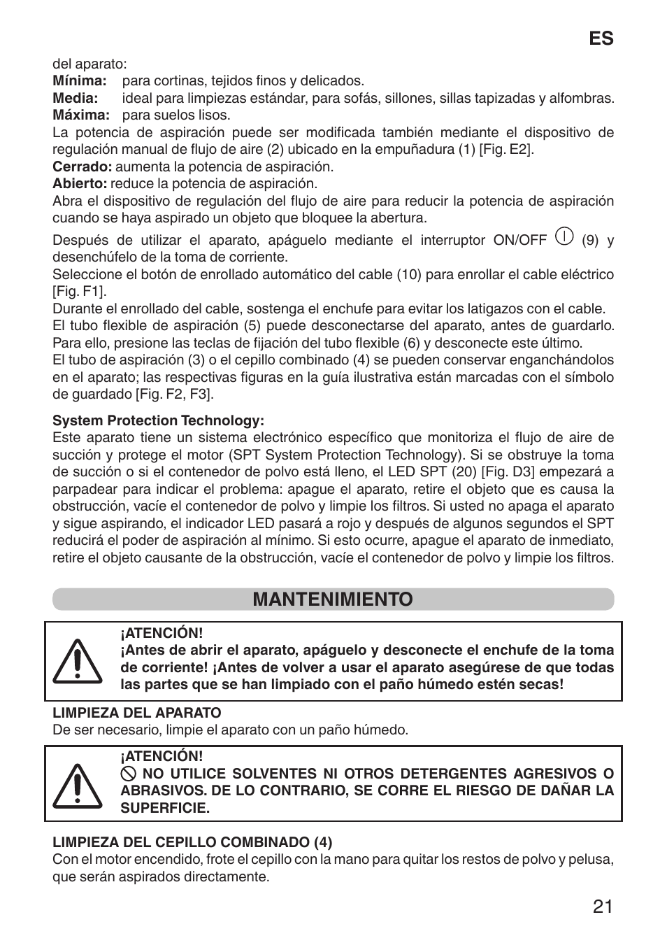 Es 21, Mantenimiento | Imetec ECO E1 User Manual | Page 23 / 34