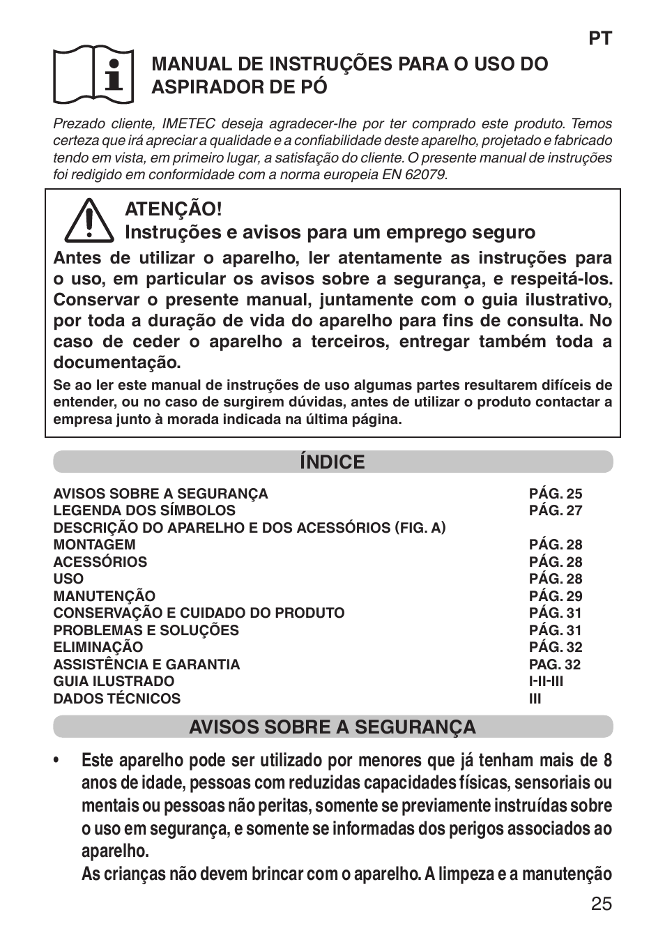 Índice | Imetec ECO E1 User Manual | Page 27 / 34