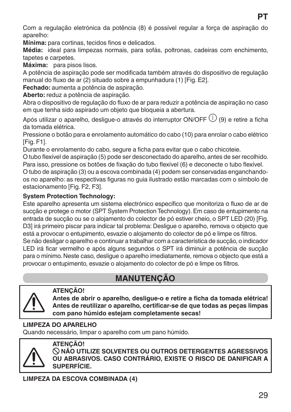 Pt 29, Manutenção | Imetec ECO E1 User Manual | Page 31 / 34