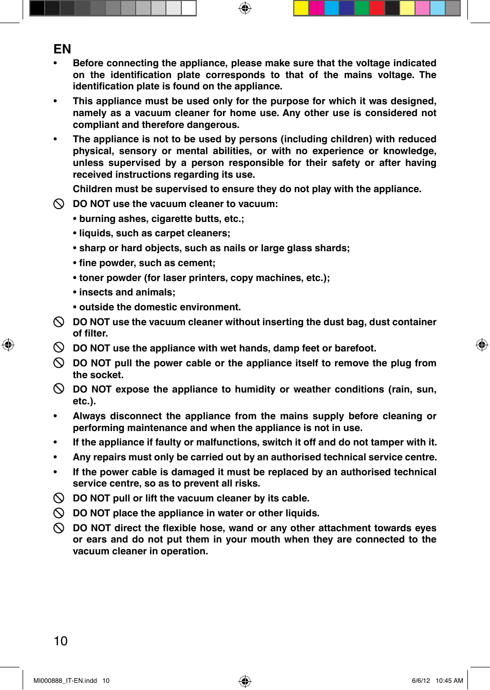 En 10 | Imetec PIUMA NEXT SACCO User Manual | Page 18 / 24