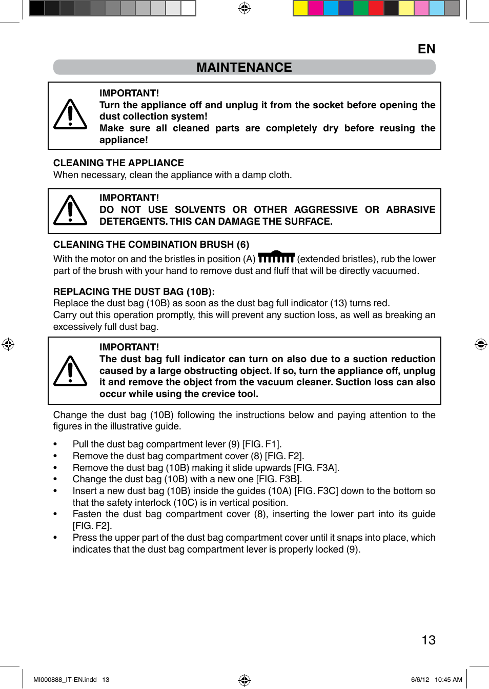 En 13 maintenance | Imetec PIUMA NEXT SACCO User Manual | Page 21 / 24