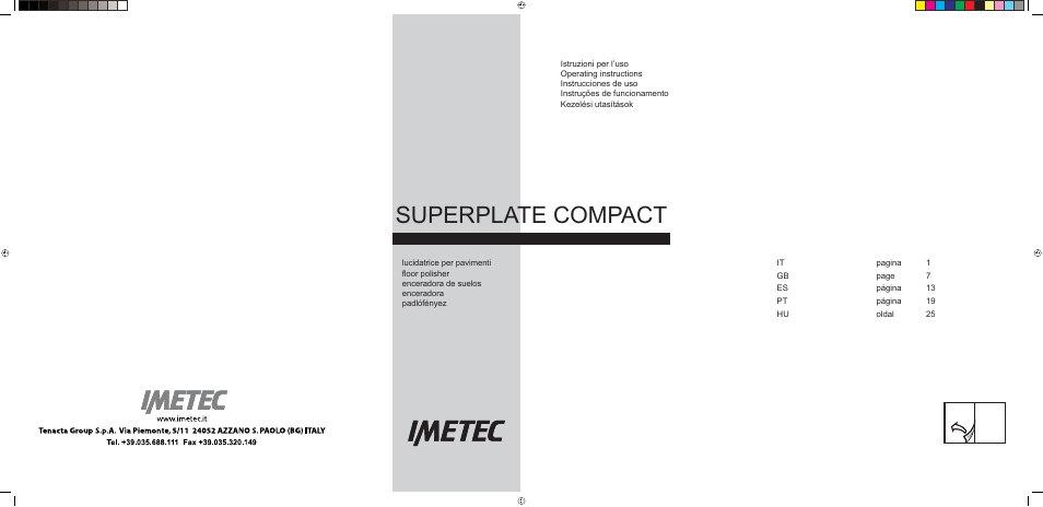 Imetec COMPACT SUPERPLATE User Manual | 32 pages