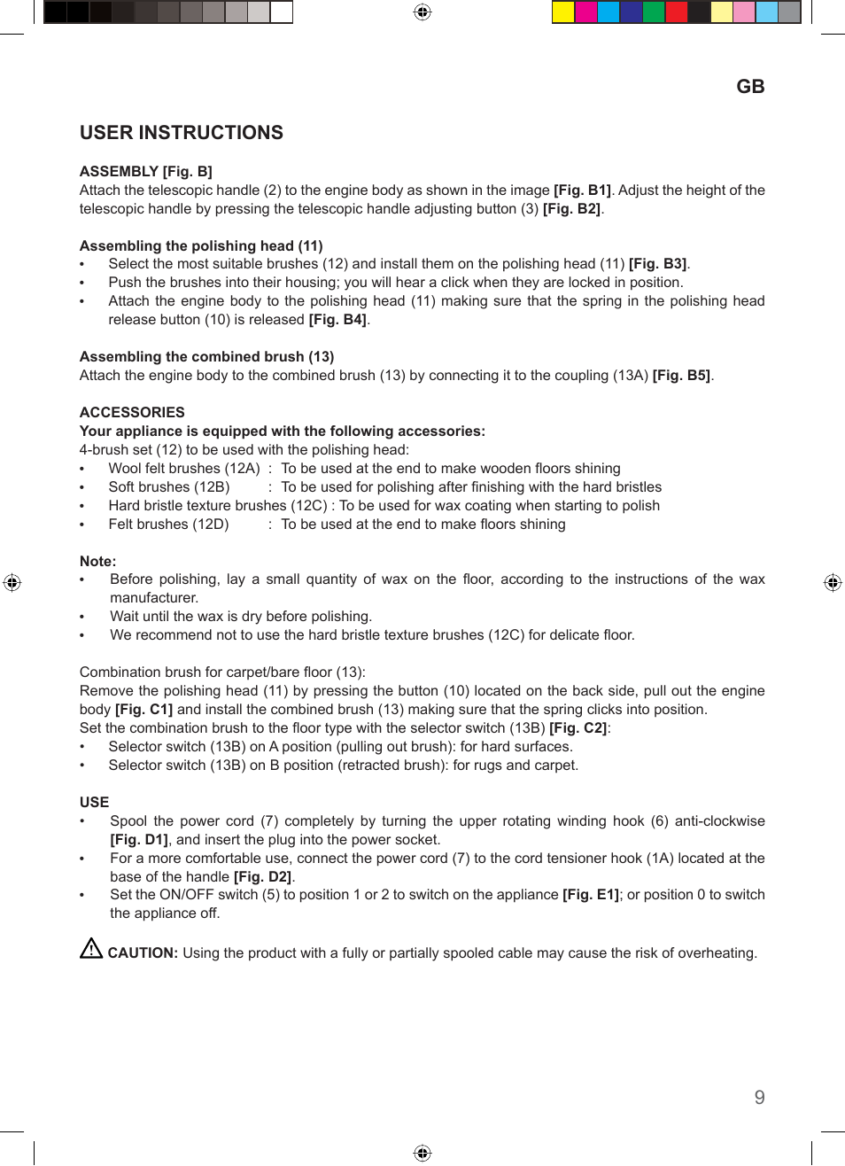 9gb user instructions | Imetec COMPACT SUPERPLATE User Manual | Page 11 / 32