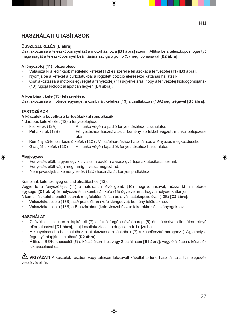 27 hu használati utasítások | Imetec COMPACT SUPERPLATE User Manual | Page 29 / 32