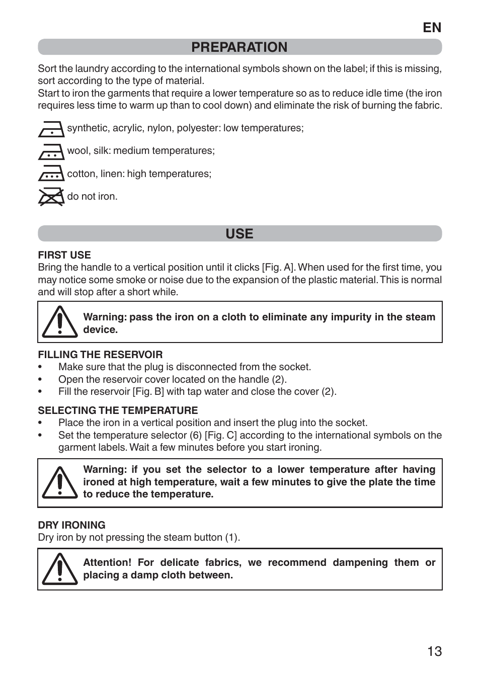 En 13 preparation | Imetec NUVOLA User Manual | Page 15 / 74