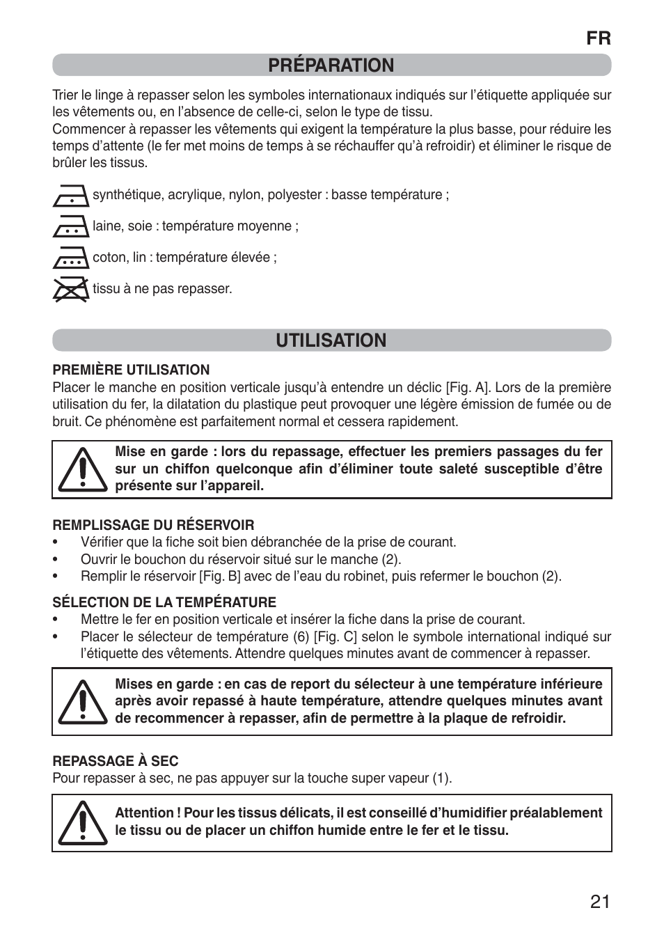 Fr 21 préparation, Utilisation | Imetec NUVOLA User Manual | Page 23 / 74