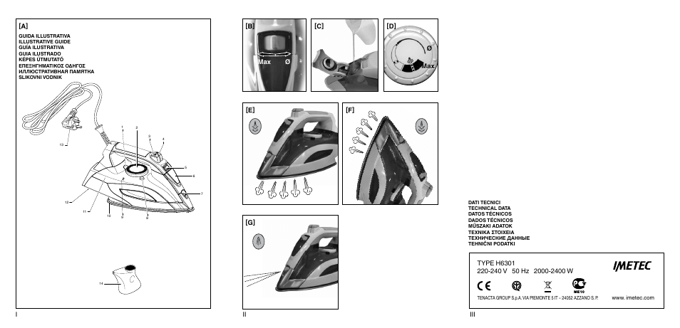 D] [f] [g, A] i ii iii max ø [b] ø max max [e | Imetec ZEROCALC ECO K3 2300 User Manual | Page 2 / 74