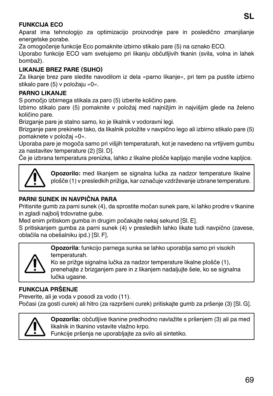 Sl 69 | Imetec ZEROCALC ECO K3 2300 User Manual | Page 71 / 74