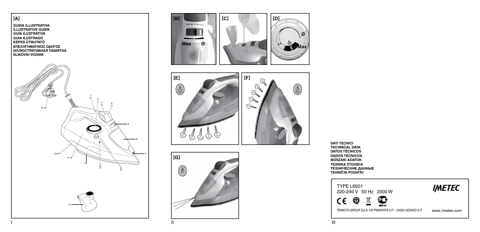 D] [f] [a] i ii iii max ø [b] ø max max [e, C] [g | Imetec TITANOX ECO K112 User Manual | Page 2 / 74