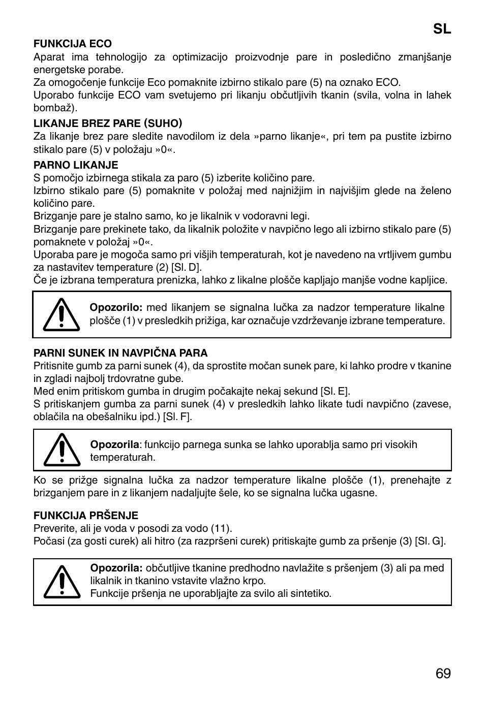Sl 69 | Imetec TITANOX ECO K112 User Manual | Page 71 / 74