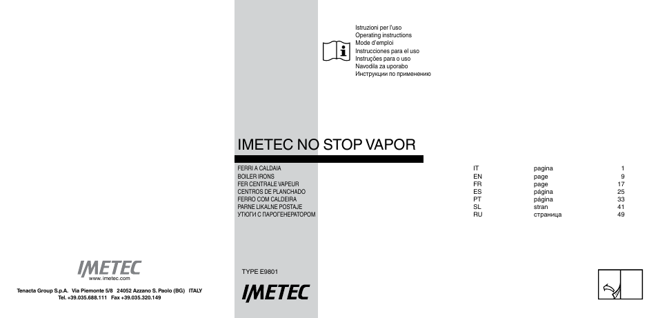 Imetec INTELLIVAPOR ECO User Manual | 58 pages