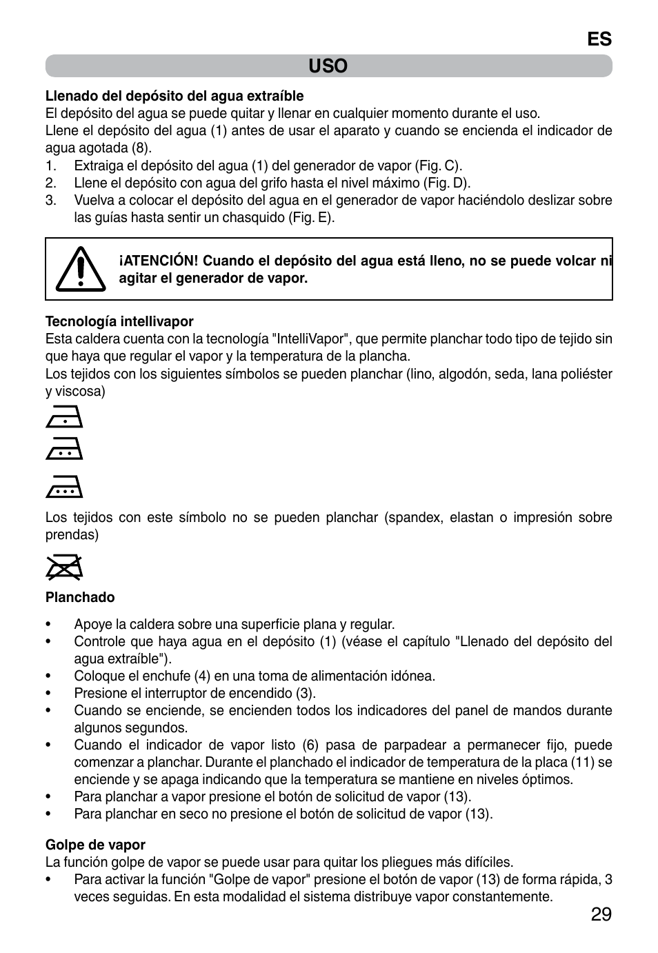 Es 29 uso | Imetec INTELLIVAPOR ECO User Manual | Page 31 / 58