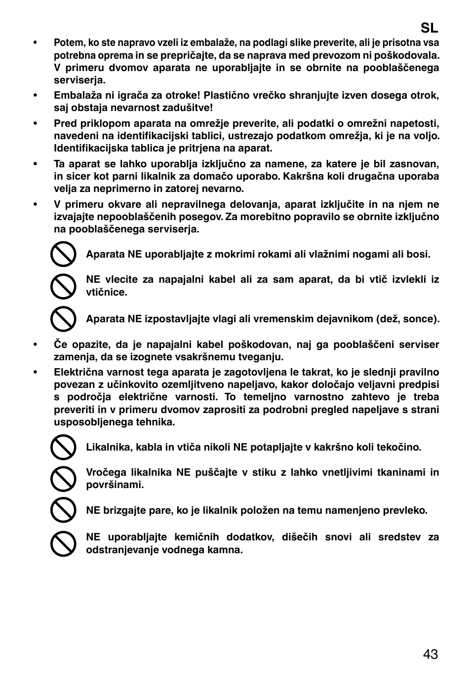 Sl 43 | Imetec INTELLIVAPOR ECO User Manual | Page 45 / 58