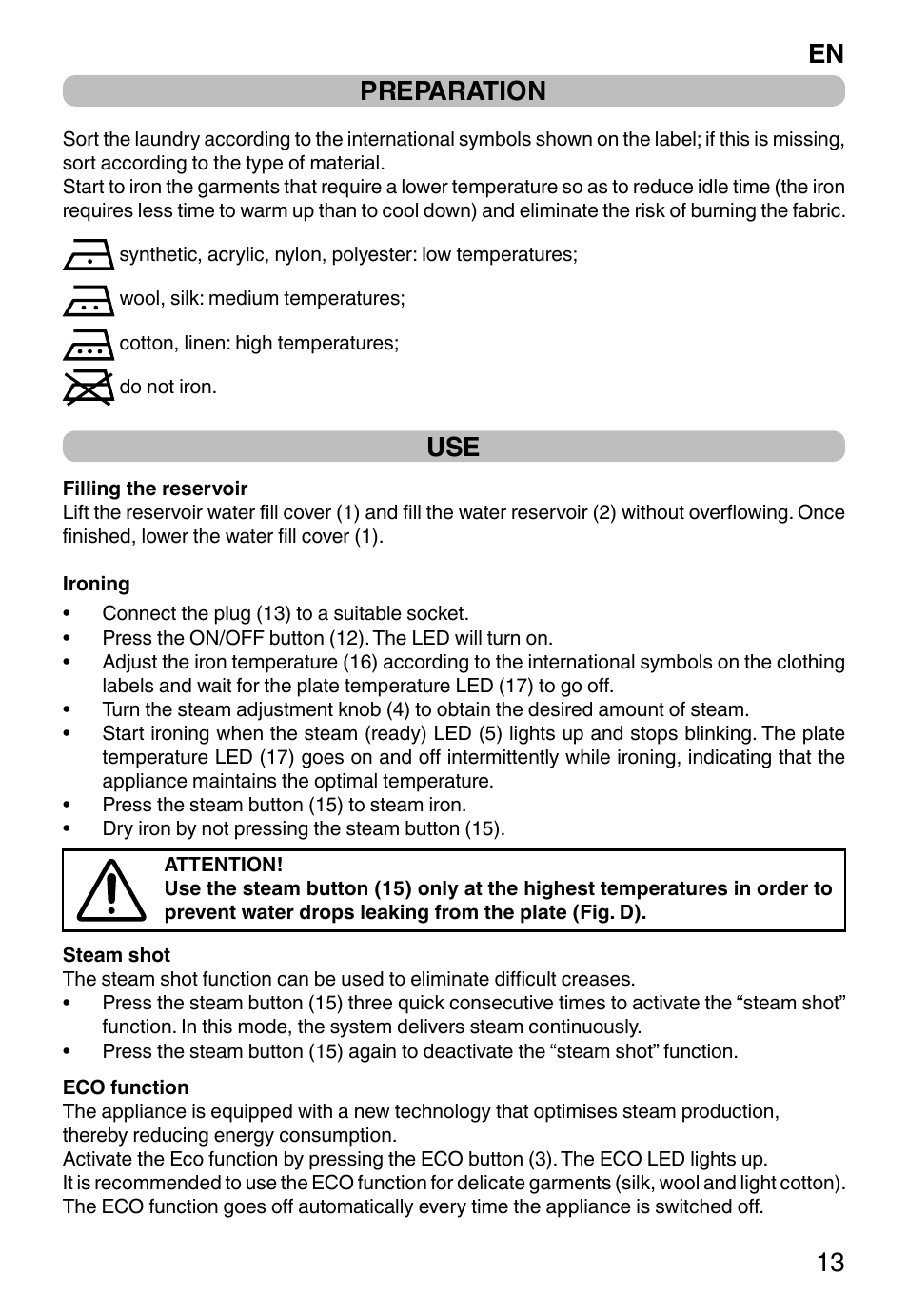 En 13 preparation | Imetec NO-STOP PROFESSIONAL ECO User Manual | Page 15 / 74