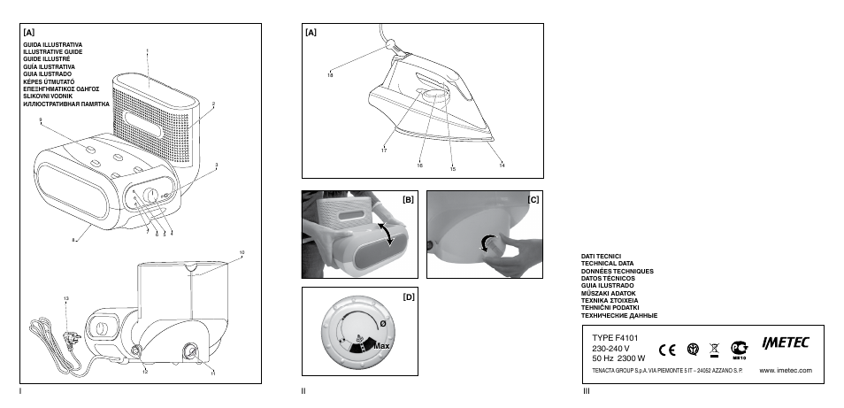 A] [b] [c] i ii iii, D] ø max max | Imetec NO-STOP PROFESSIONAL ECO User Manual | Page 2 / 74
