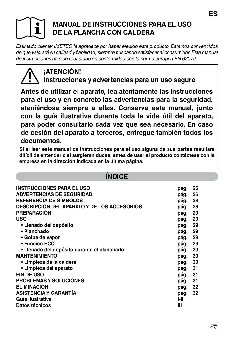Índice | Imetec NO-STOP PROFESSIONAL ECO User Manual | Page 27 / 74