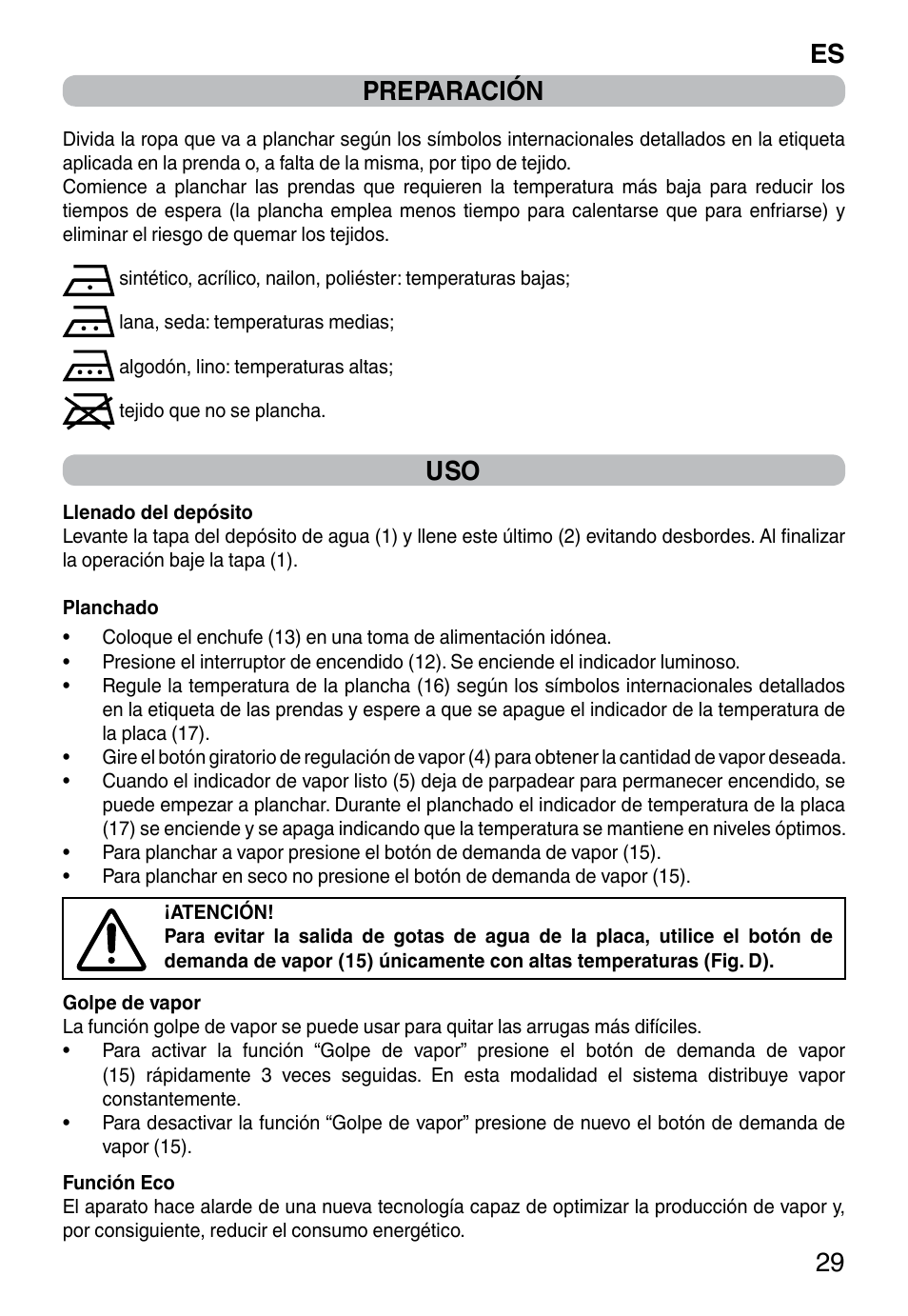 Es 29 preparación | Imetec NO-STOP PROFESSIONAL ECO User Manual | Page 31 / 74