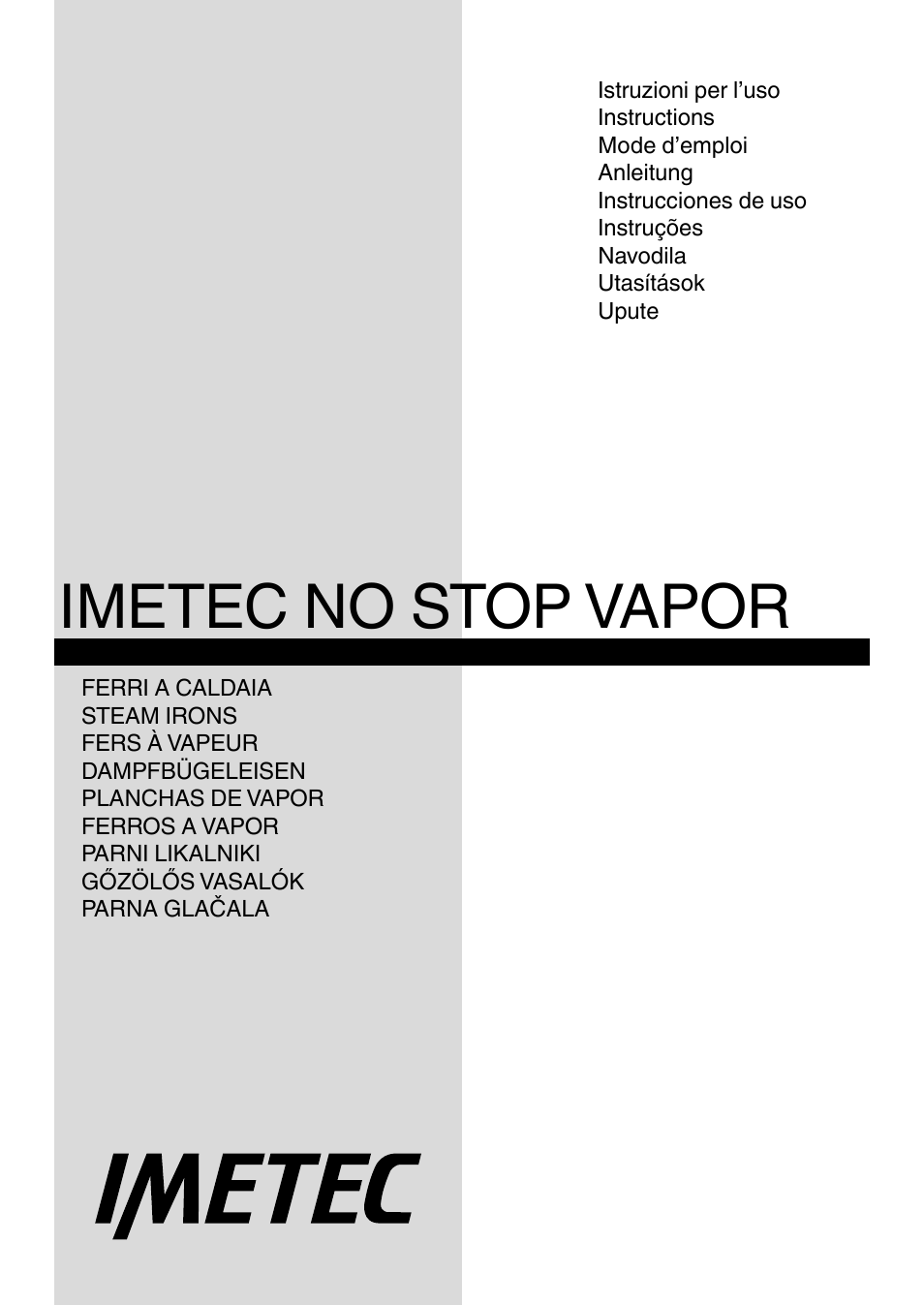 Imetec NO-STOP PRESTIGE ECO User Manual | 54 pages