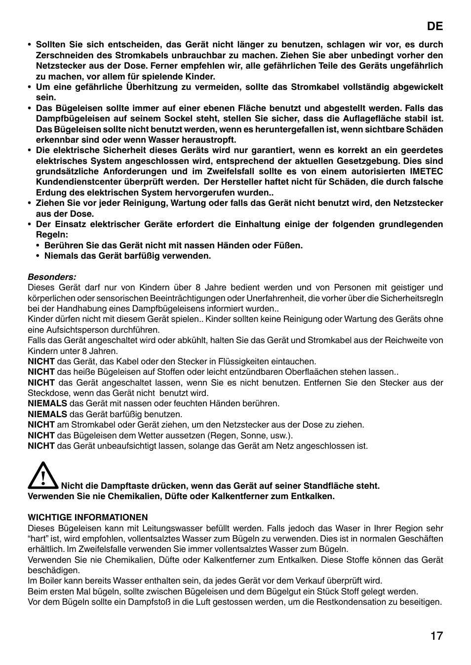 17 de 17 | Imetec NO-STOP PRESTIGE ECO User Manual | Page 22 / 54