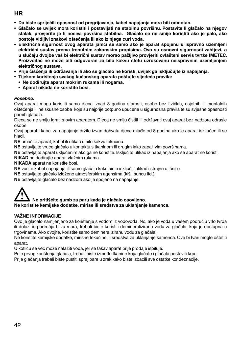 42 hr 42 | Imetec NO-STOP PRESTIGE ECO User Manual | Page 47 / 54