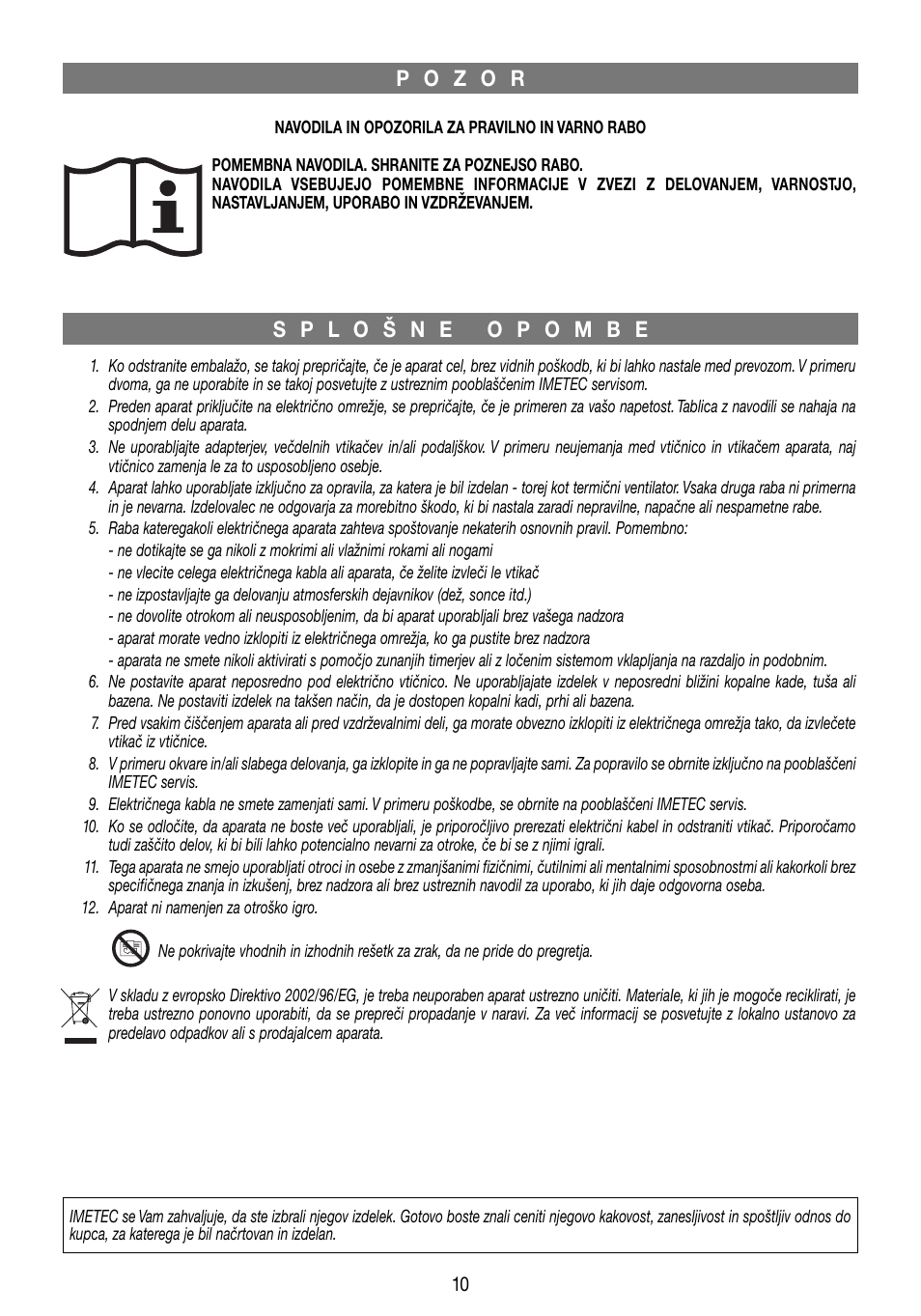 Imetec ECO FH5-100 User Manual | Page 12 / 18