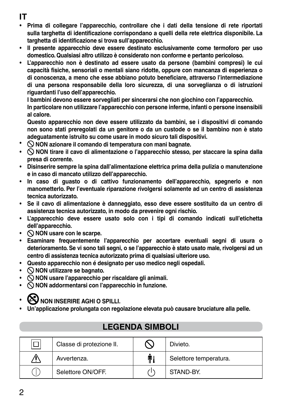 It 2, Legenda simboli | Imetec FW-01 INTELLISENSE User Manual | Page 4 / 18