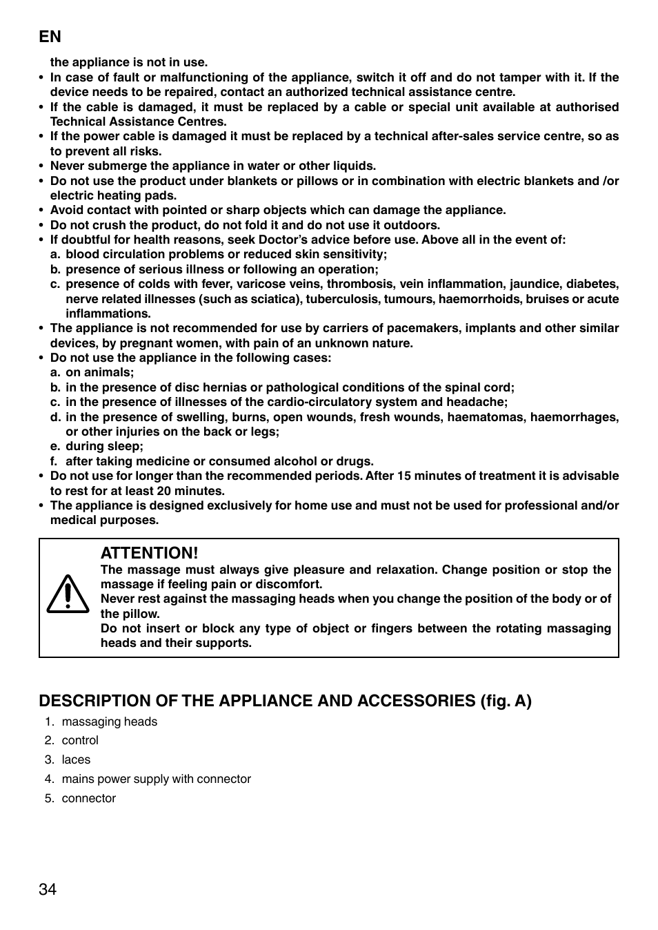 Attention | Imetec SENSUIJ MC1-200 User Manual | Page 39 / 42
