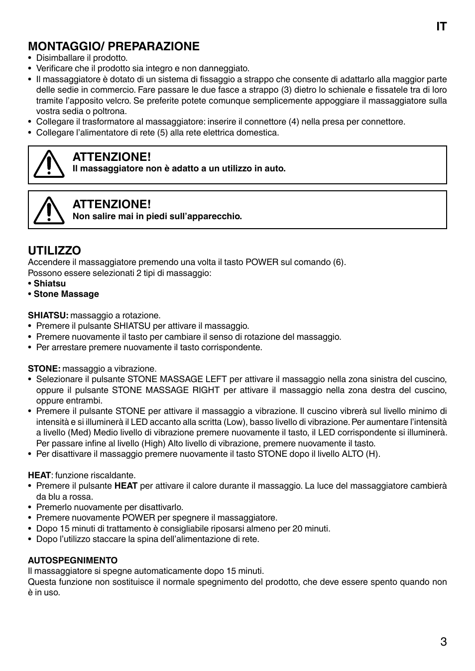 3it montaggio/ preparazione, Attenzione, Utilizzo | Imetec SENSUIJ CM4-200 User Manual | Page 8 / 54