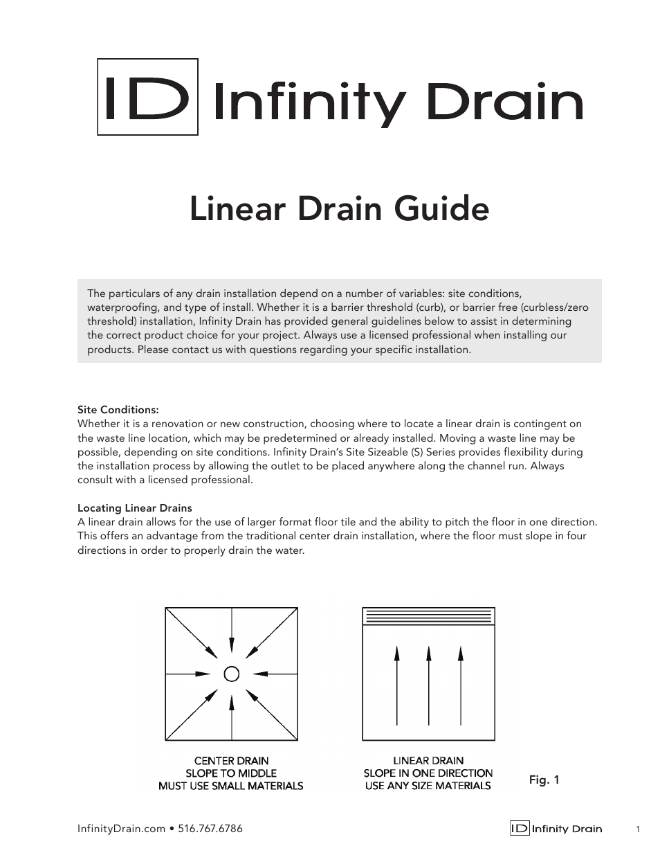 Infinity Drain Linear Drain Guide User Manual | 7 pages