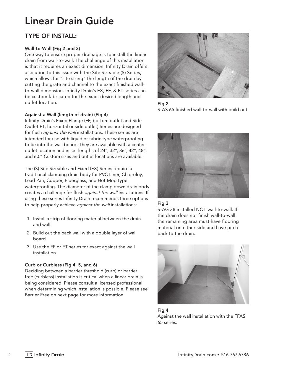 Linear drain guide, Type of install | Infinity Drain Linear Drain Guide User Manual | Page 2 / 7