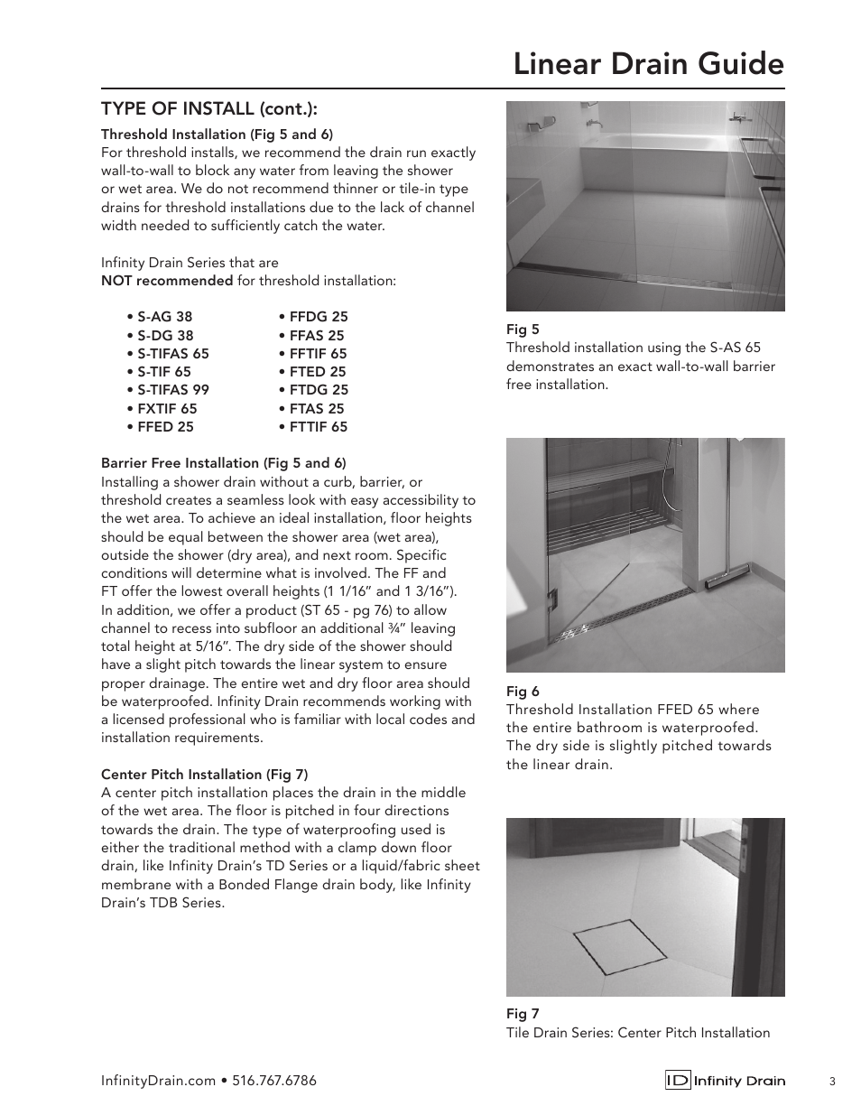 Linear drain guide, Type of install (cont.) | Infinity Drain Linear Drain Guide User Manual | Page 3 / 7