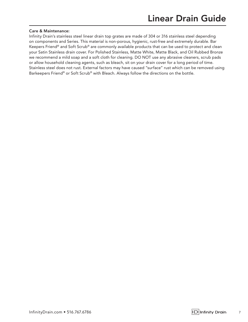 Linear drain guide | Infinity Drain Linear Drain Guide User Manual | Page 7 / 7